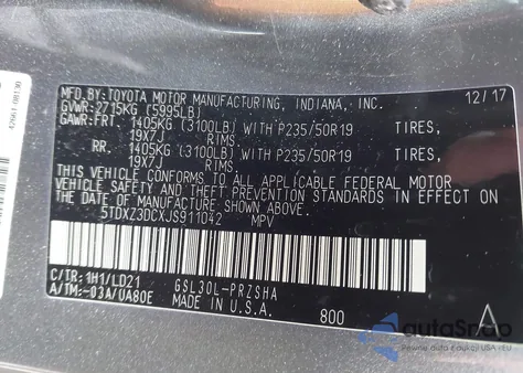 2018 Toyota Sienna Se 8 Passenger/Se Premium 8 Passenger from USA, damaged, VIN 5TDXZ3DCXJS911042